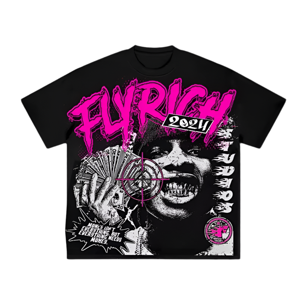 Fly Rich Abstract Face Graphics Tee