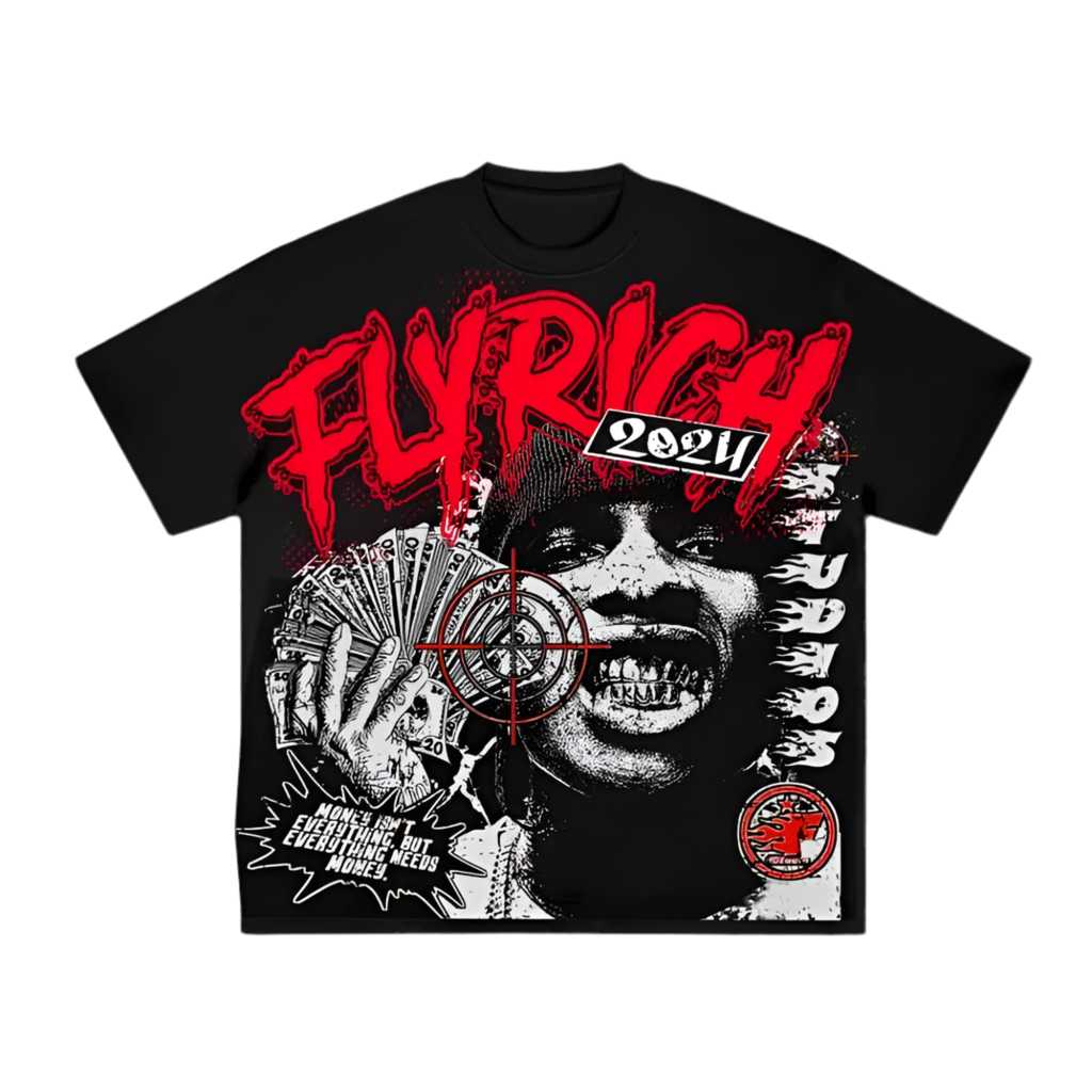 Fly Rich Abstract Face Graphics Tee