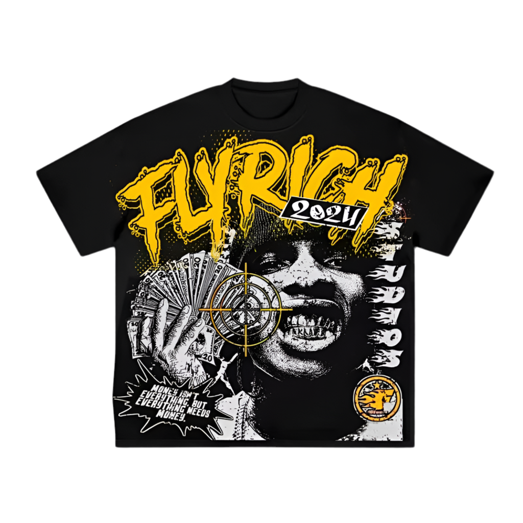 Fly Rich Abstract Face Graphics Tee