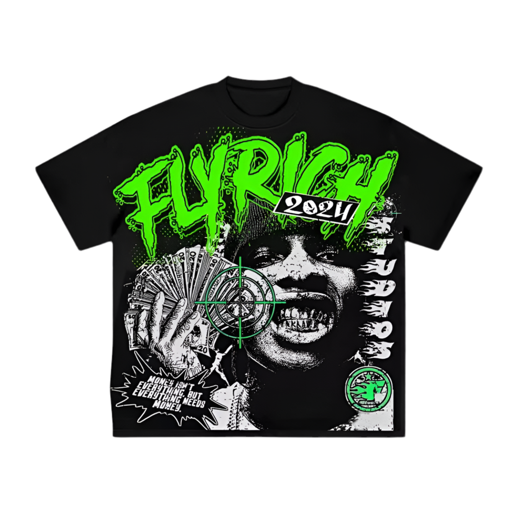 Fly Rich Abstract Face Graphics Tee