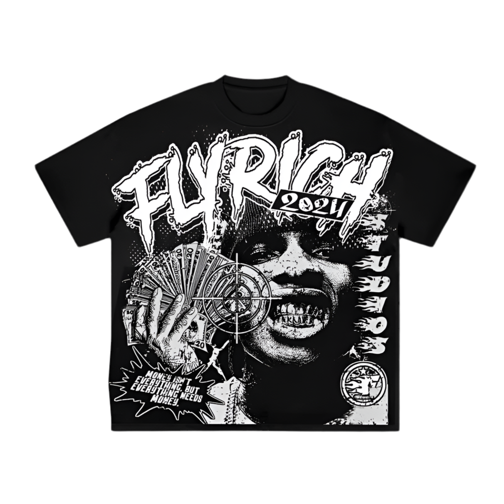 Fly Rich Abstract Face Graphics Tee