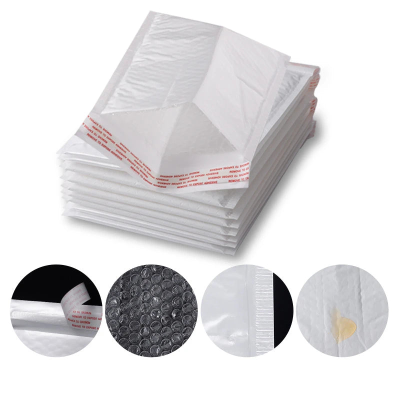 50Pcs Bubble Mailers White Poly Bubble Mailer Self Seal Padded Gift Bag Packaging Envelope Bags Book Shipping Package Bag