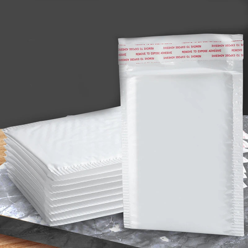 50Pcs Bubble Mailers White Poly Bubble Mailer Self Seal Padded Gift Bag Packaging Envelope Bags Book Shipping Package Bag