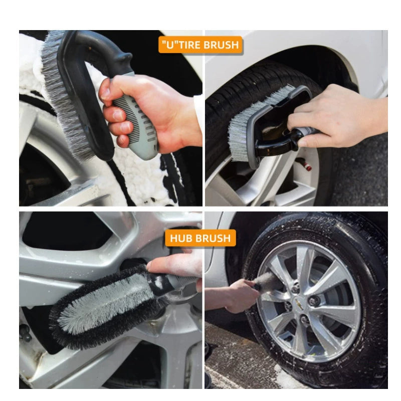 Best Selling Car Washing Suits 9-Piece Car Wash Waterproof Gloves Tire Gap Cleaning Brush Encryption Car Washing Gloves