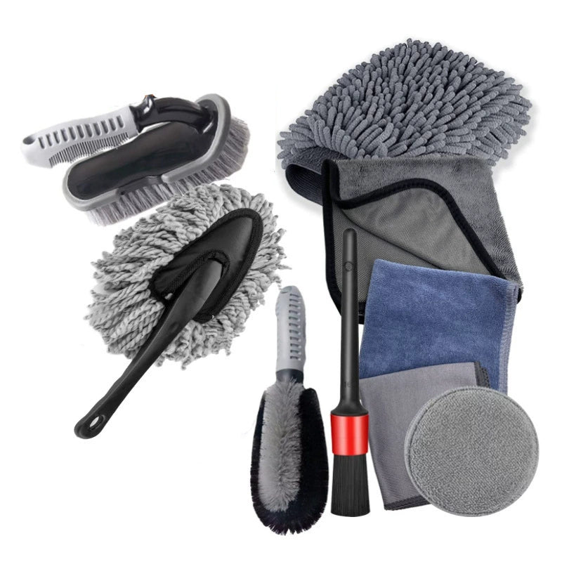 Best Selling Car Washing Suits 9-Piece Car Wash Waterproof Gloves Tire Gap Cleaning Brush Encryption Car Washing Gloves