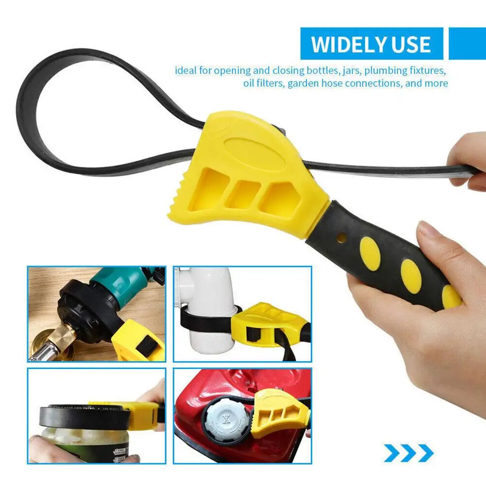 Multifunctional Belt Wrench Adjustable Rubber Strap Jar Wrench Tool Opener Wrench Cartridge Pipe Wre Filter Oil Disassembly 6in