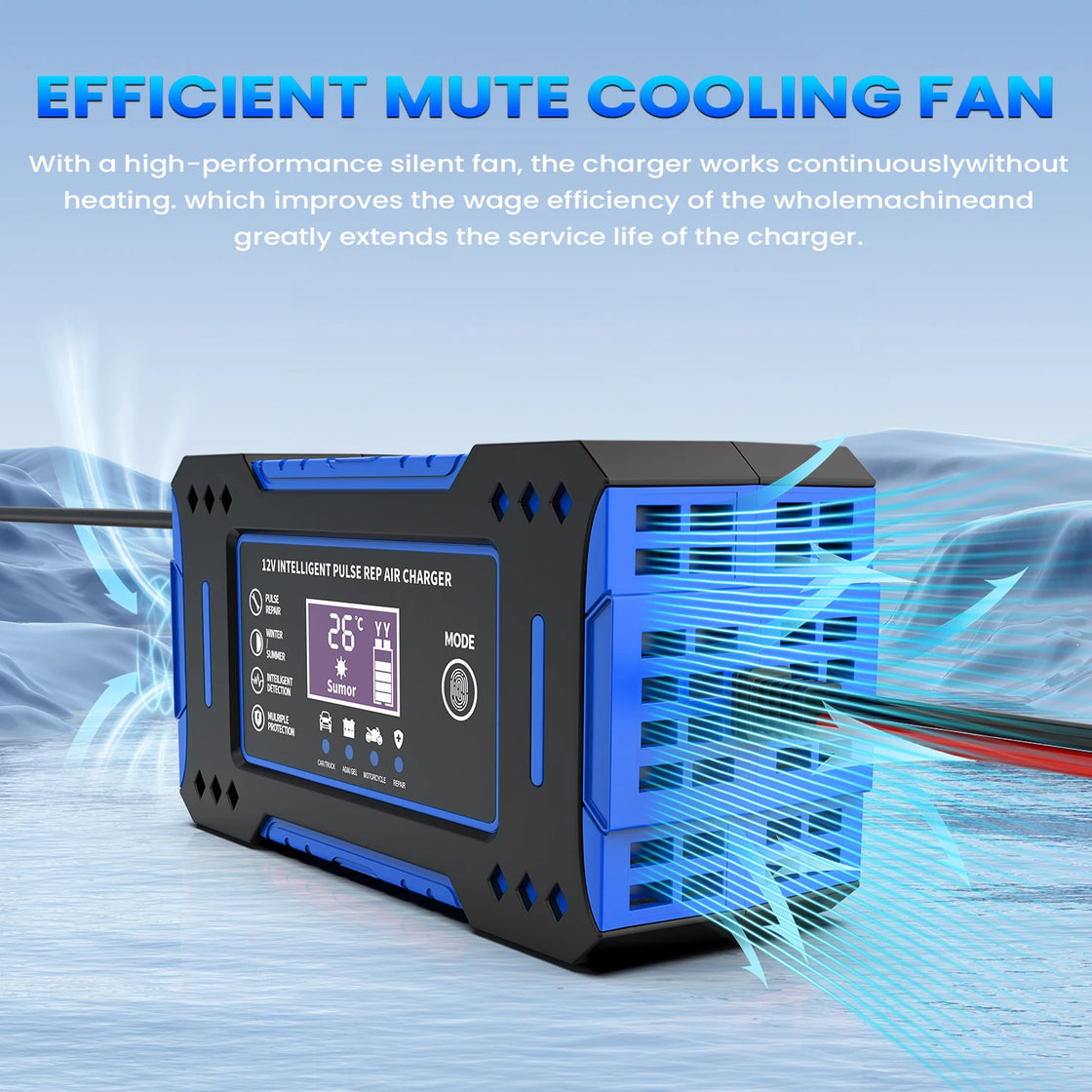 Battery Repair LCD Display 6A 12V Intelligent Car Battery Charger Car and Motorcycle Battery Charging Unit Lead-Acid