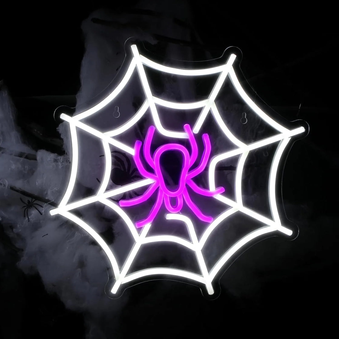 Spider Web Neon Sign Lighted Wall Art Decor Halloween Led Sign Neon Light for Gift Home Bar Salon Window Door Halloween Decor