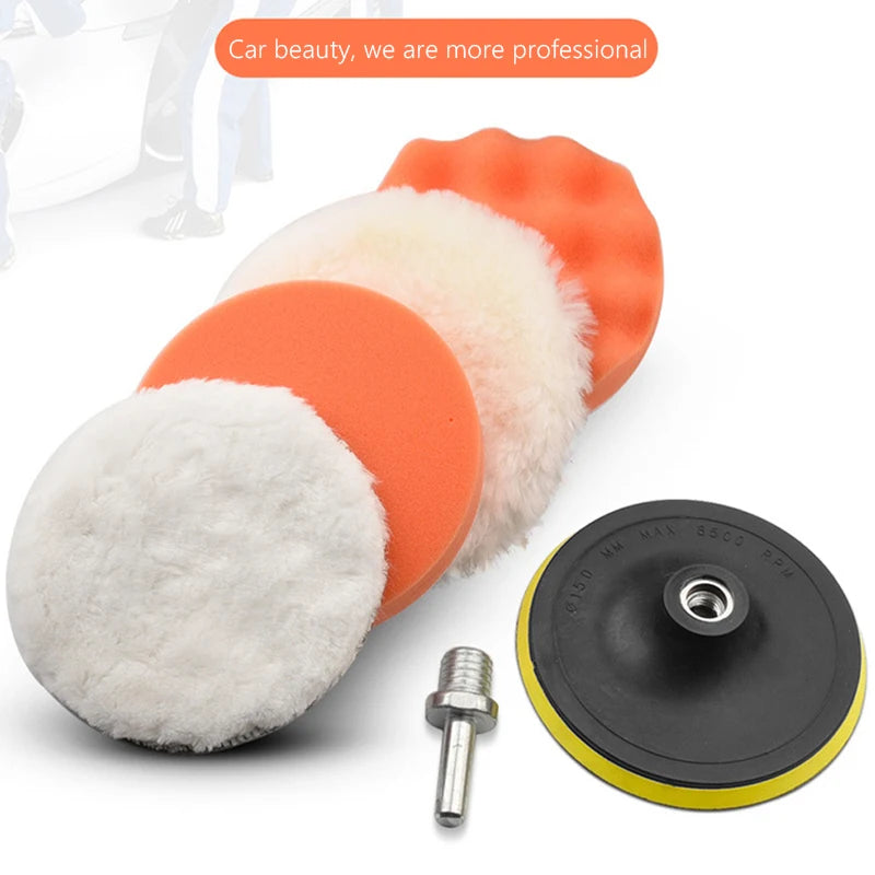 SEAMETAL 6pcs/set Car Polishing Sponge Pads Kit Foam Pad Buffer Kit Polishing Machine Wax Pads 3/4/5 Inch for Removing Scratches