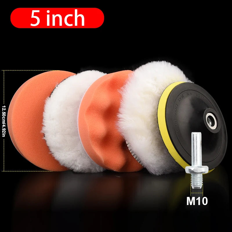 SEAMETAL 6pcs/set Car Polishing Sponge Pads Kit Foam Pad Buffer Kit Polishing Machine Wax Pads 3/4/5 Inch for Removing Scratches