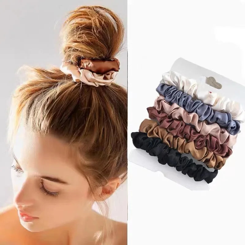 6/12 PCS Elegant women's headband, rubber band, elastic band, softer than silk hair | Satin headband |