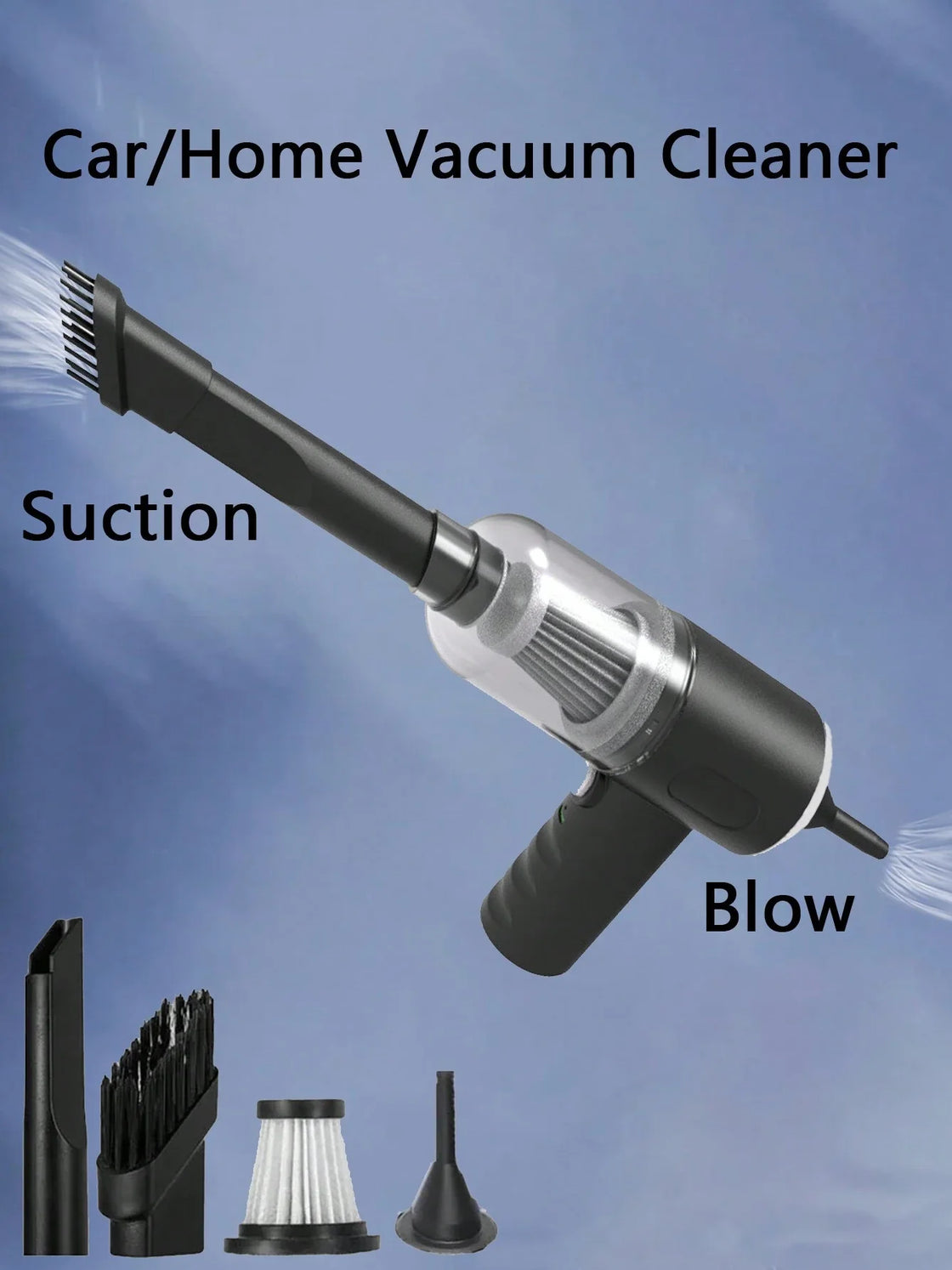 Car Vacuum Cleaner, Wireless Charging, Dual-purpose Suction and Blowing, Small Mini Handheld, High Power for Car Interior
