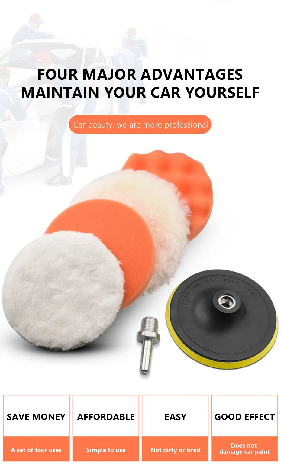 SEAMETAL 6pcs/set Car Polishing Sponge Pads Kit Foam Pad Buffer Kit Polishing Machine Wax Pads 3/4/5 Inch for Removing Scratches