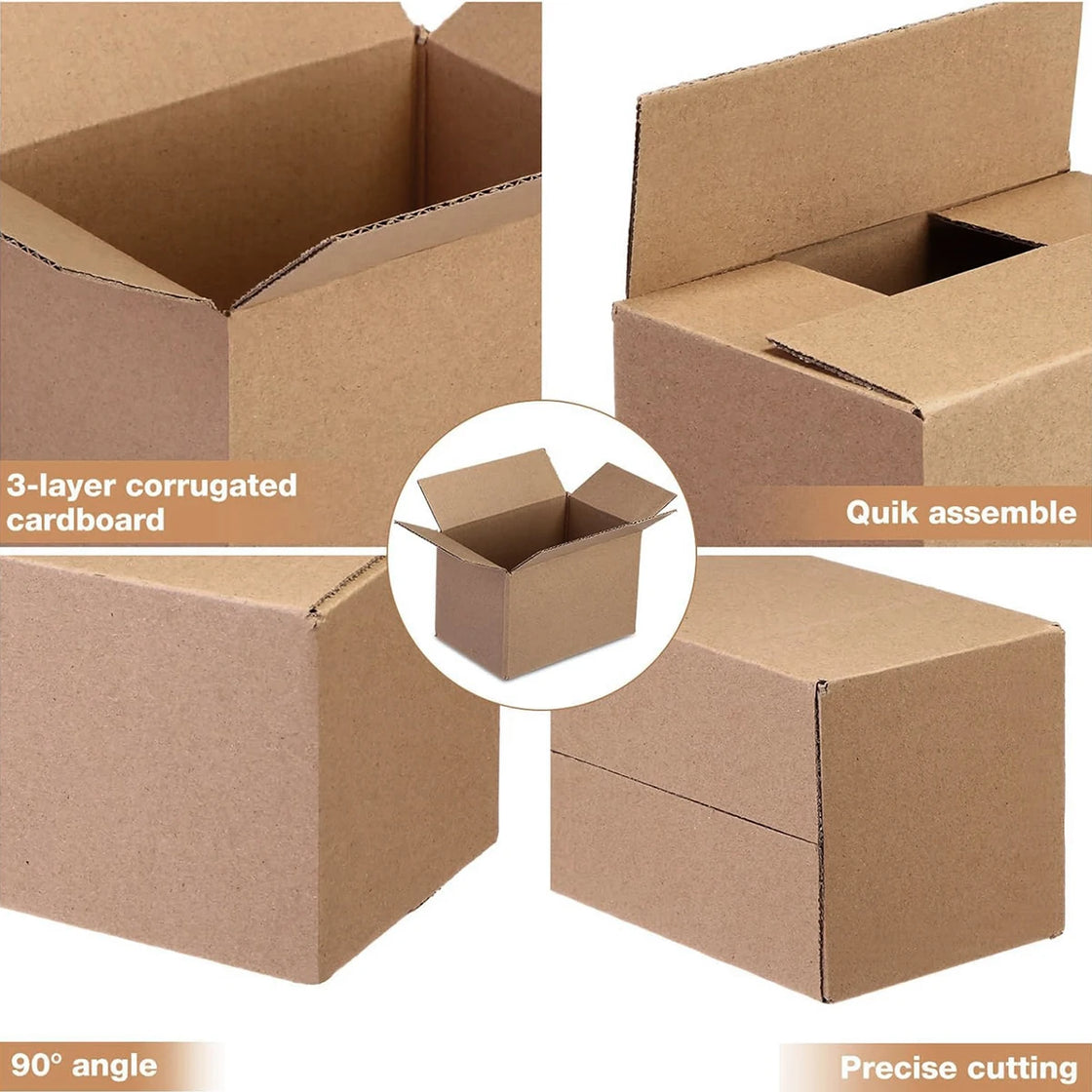 Mailing Shipping Boxes, 7.87x4.13x5.31inches, Brown Corrugated Cardboard Mailer Box With Lids, Single Wall, 32Lb/sq inch,