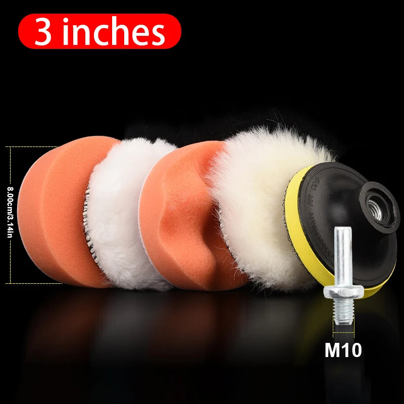 SEAMETAL 6pcs/set Car Polishing Sponge Pads Kit Foam Pad Buffer Kit Polishing Machine Wax Pads 3/4/5 Inch for Removing Scratches