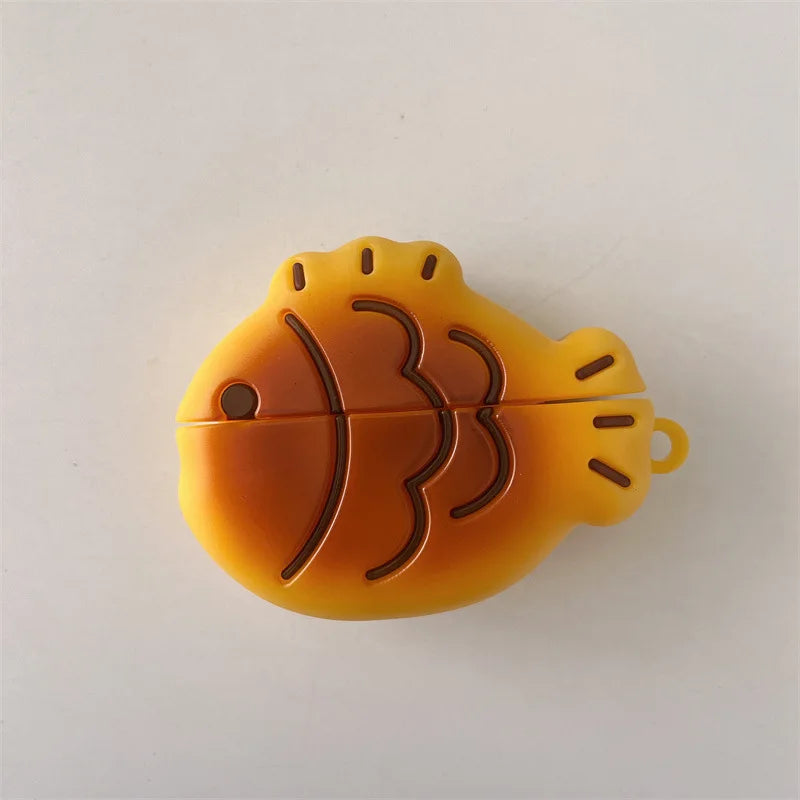 For AirPods 4 3 2 1 Pro Pro2 Earphone Case 3D Taiyaki Cartoon Silicone Protective Headphone Box With Pendant Cover