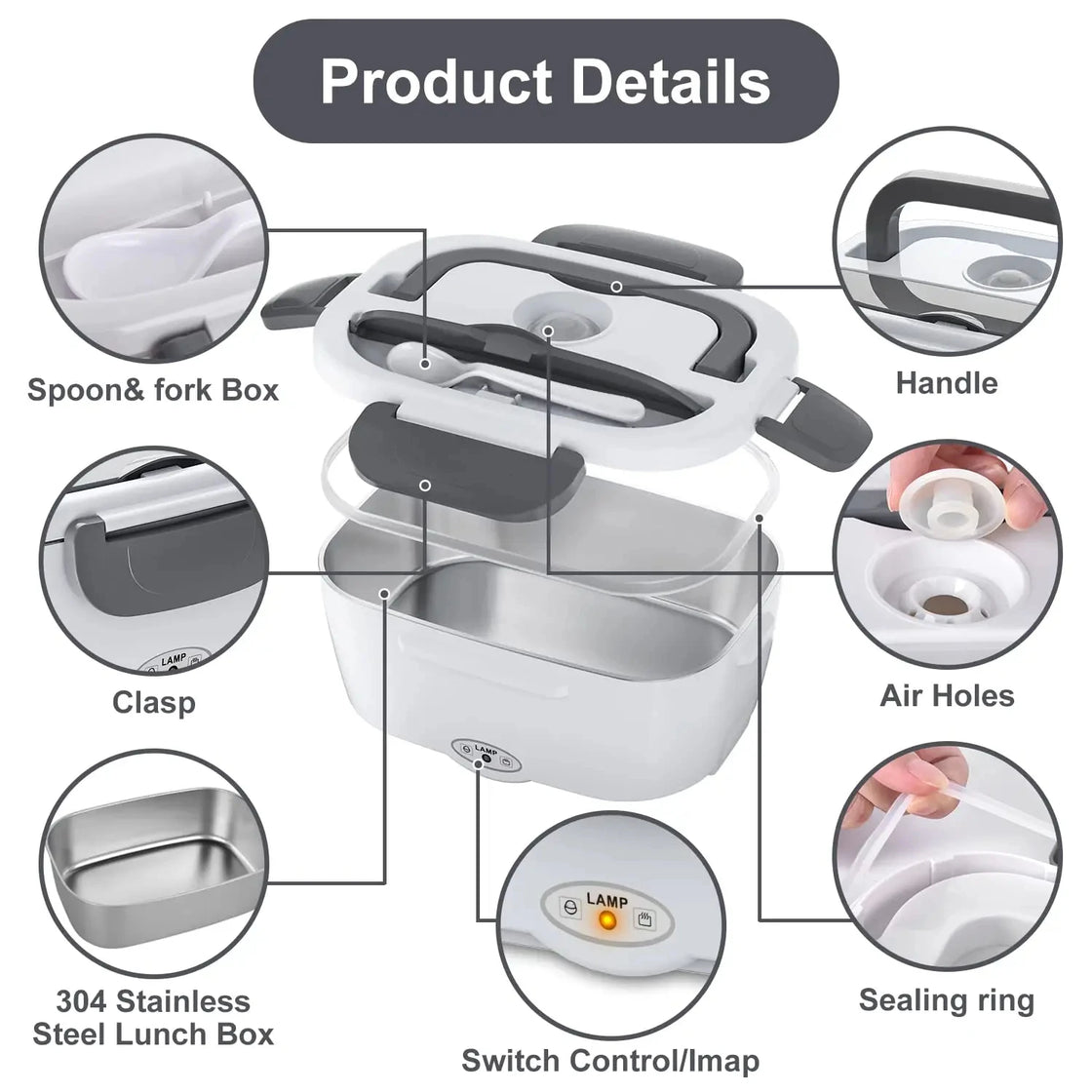 Electric Lunch Box: 12V/24V/110V Portable Food Warmer with 1.5L Leakproof Stainless Container & Insulated Bag for Car/Home