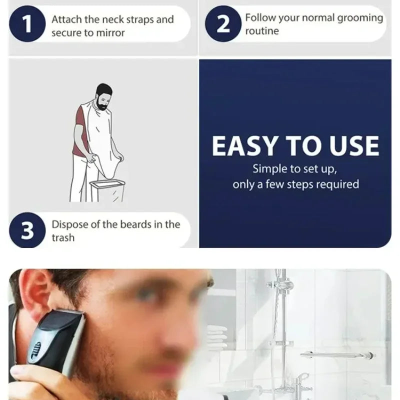 1/2PCS Male Shaving Aprons Creative Wall Mirror Suction Haircut Wrap Cape Home Salon Moustache Beard Shaving Apron Cleaning Bib