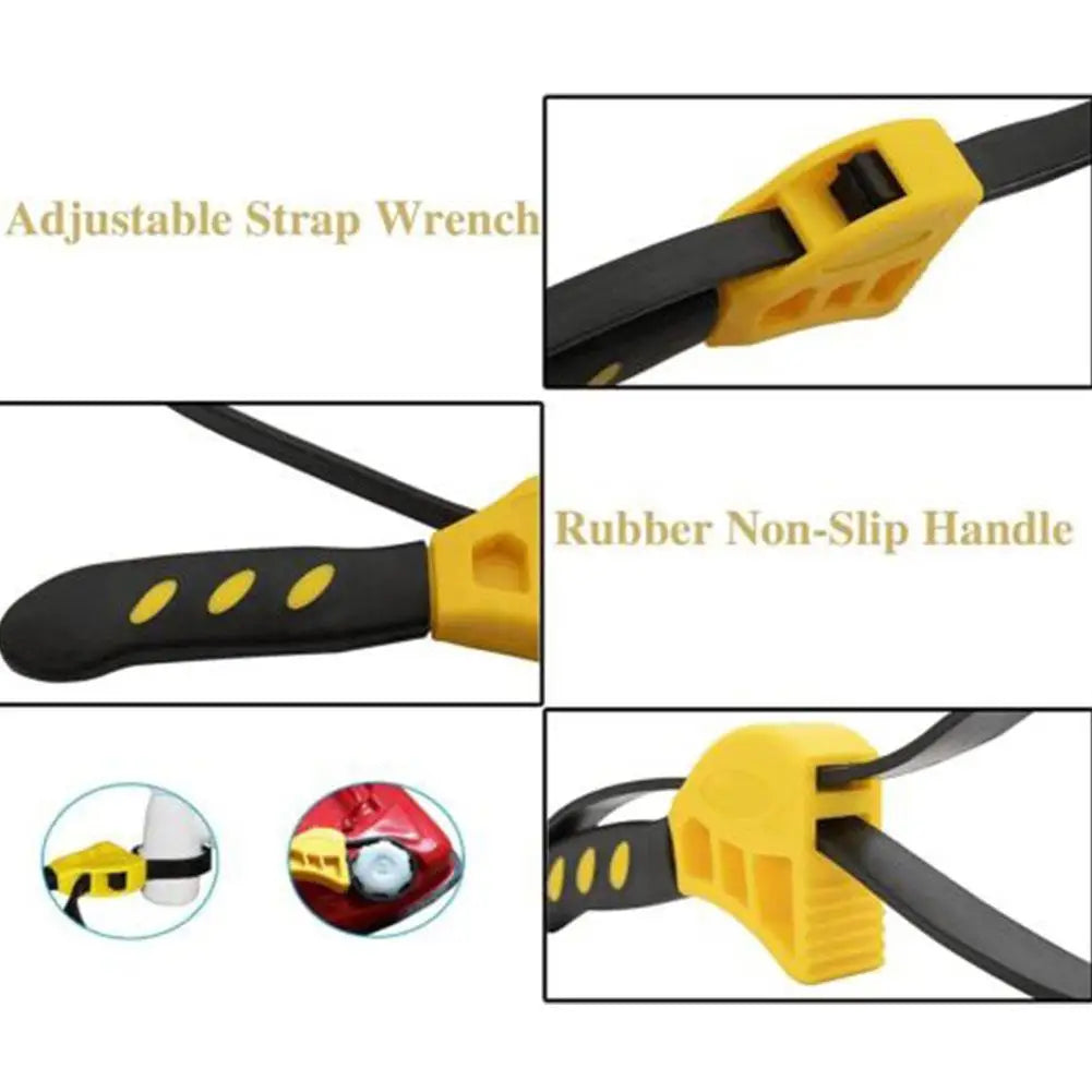 Multifunctional Belt Wrench Adjustable Rubber Strap Jar Wrench Tool Opener Wrench Cartridge Pipe Wre Filter Oil Disassembly 6in
