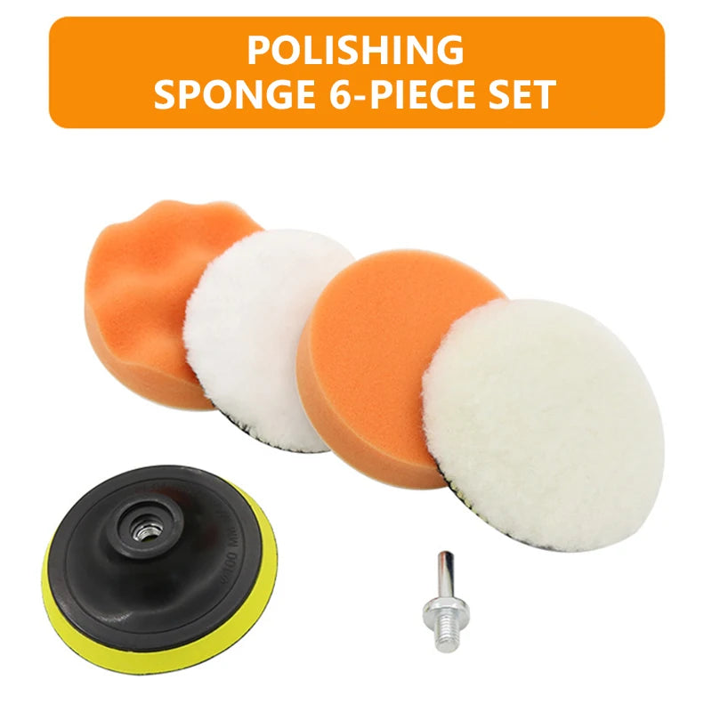 SEAMETAL 6pcs/set Car Polishing Sponge Pads Kit Foam Pad Buffer Kit Polishing Machine Wax Pads 3/4/5 Inch for Removing Scratches