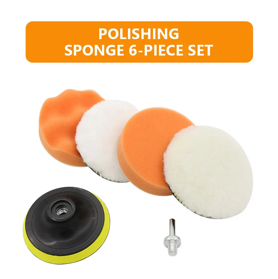 SEAMETAL 6pcs/set Car Polishing Sponge Pads Kit Foam Pad Buffer Kit Polishing Machine Wax Pads 3/4/5 Inch for Removing Scratches